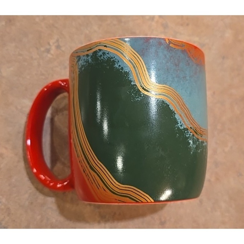 2021‎ Starbucks 18oz Coffee Mug Mermaid Logo Red green gold wavy lines - Picture 2 of 4